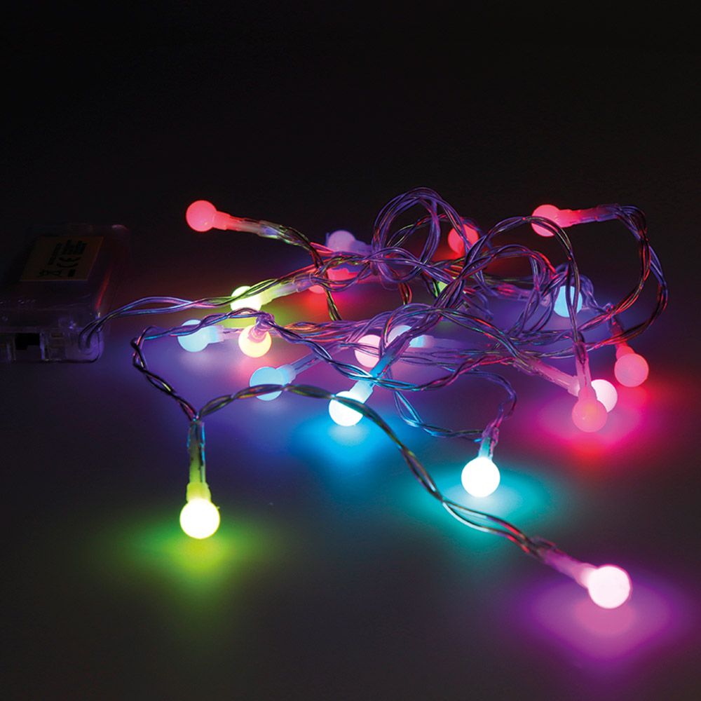 Grinalda a pilhas rgb 20 leds multicor esféricos 8mm ip20 2,3m