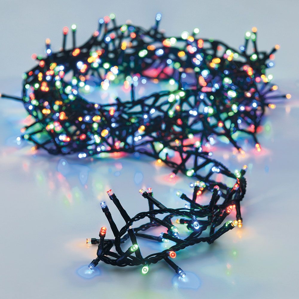 Grinalda led "tipo espinho" 560 leds multifunções extra multicolor 14m