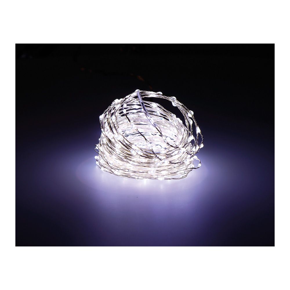 Grinalda micro led extra dense branco frio intermitente 14m 567 leds cabo prateado