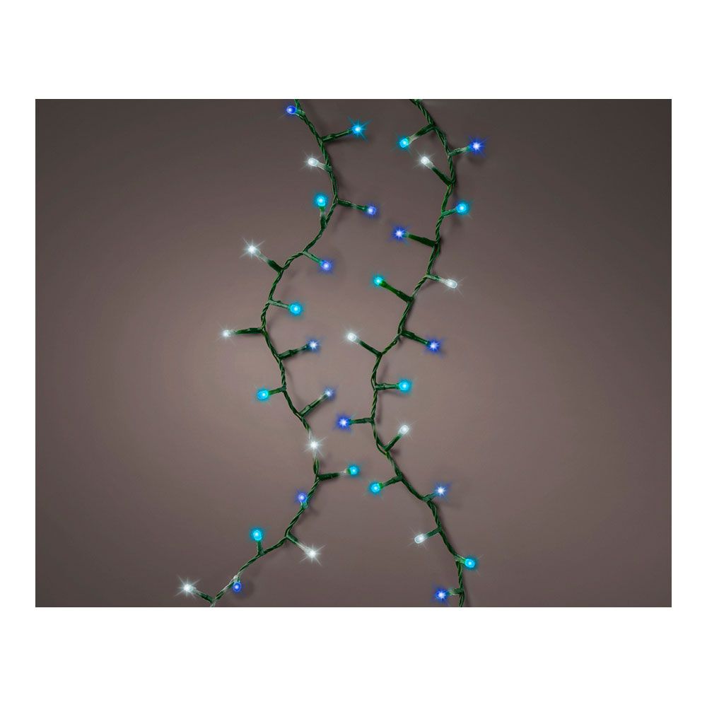 Grinalda led compact intermitente cor branco, azul e turquesa 750 leds cabo verde 21m