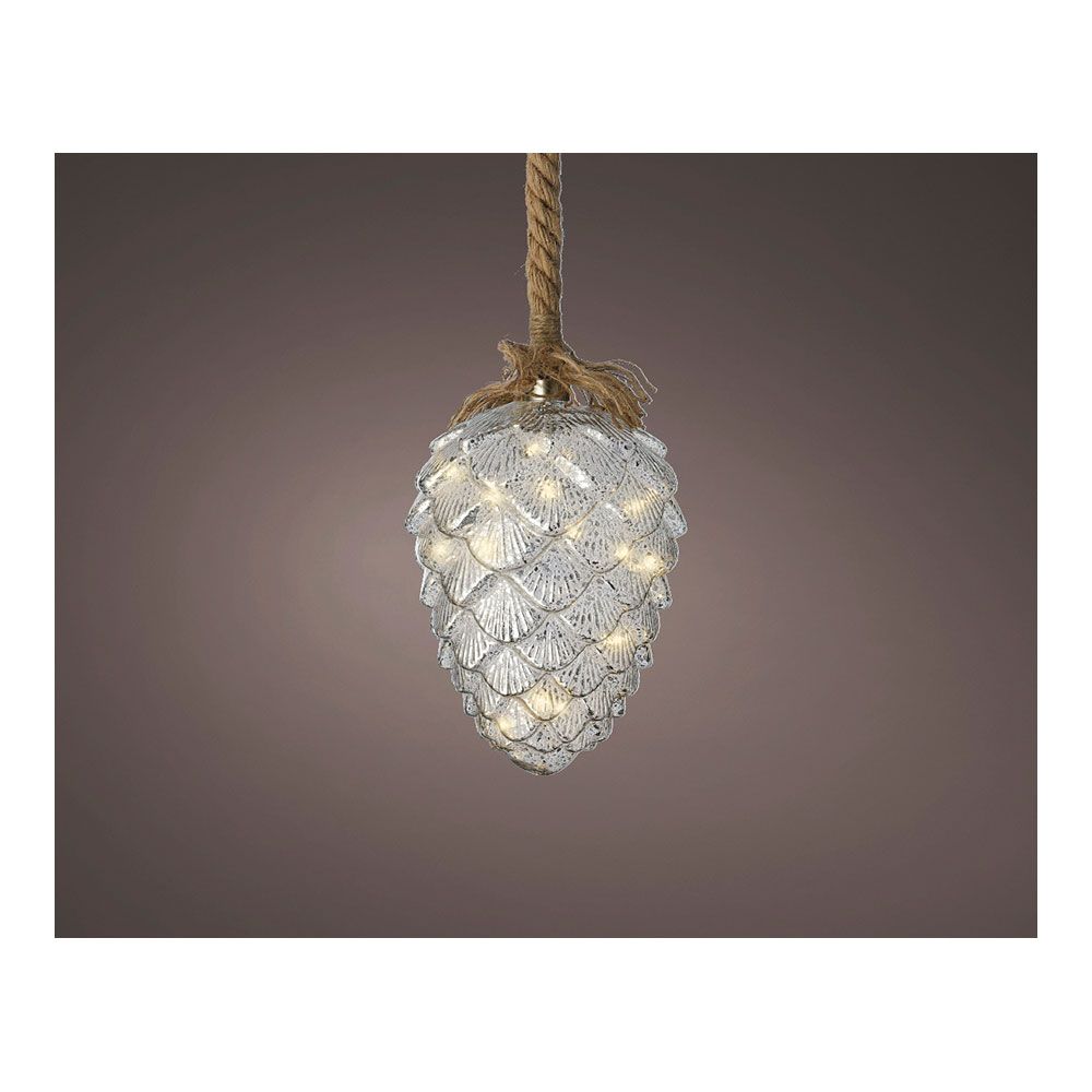 Enfeite microled pinha para pendurar, 15 leds, ø15cm. lumineo