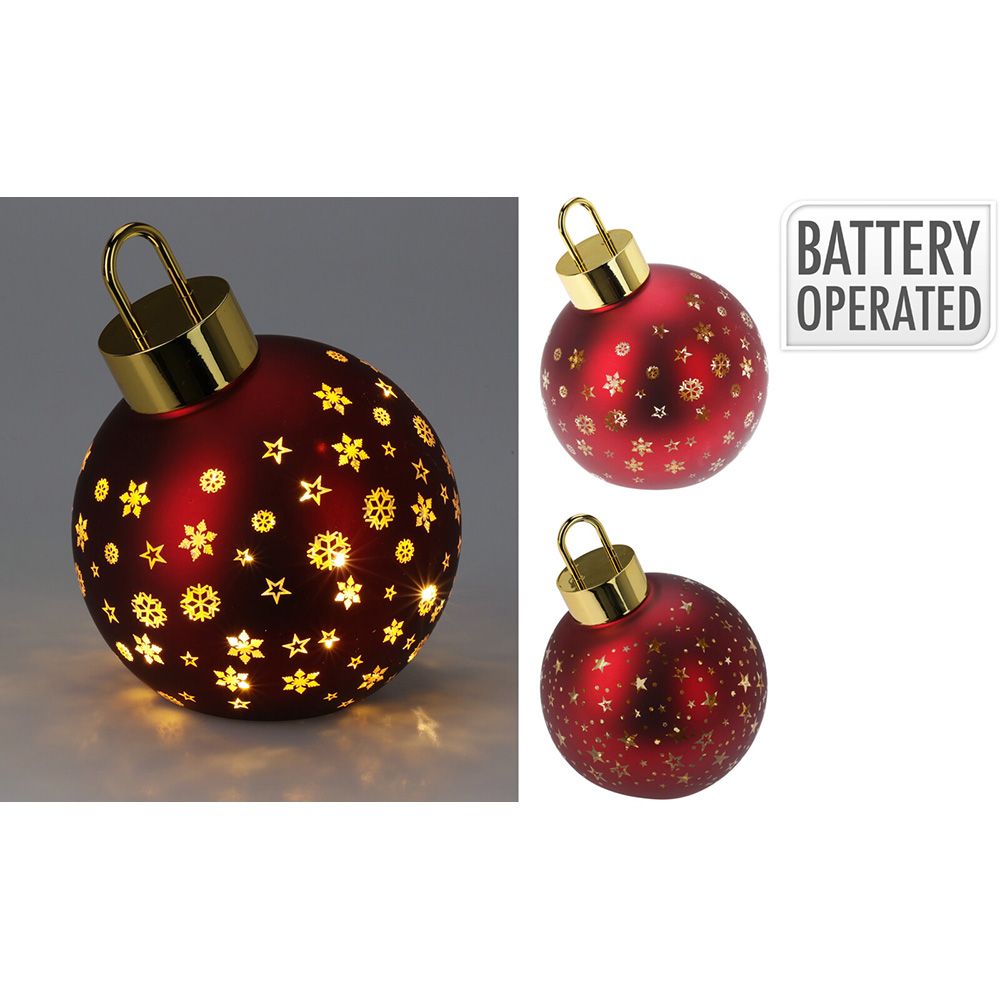 Bola de natal led vermelha mate, branco quente, modelos variados ø15 cm