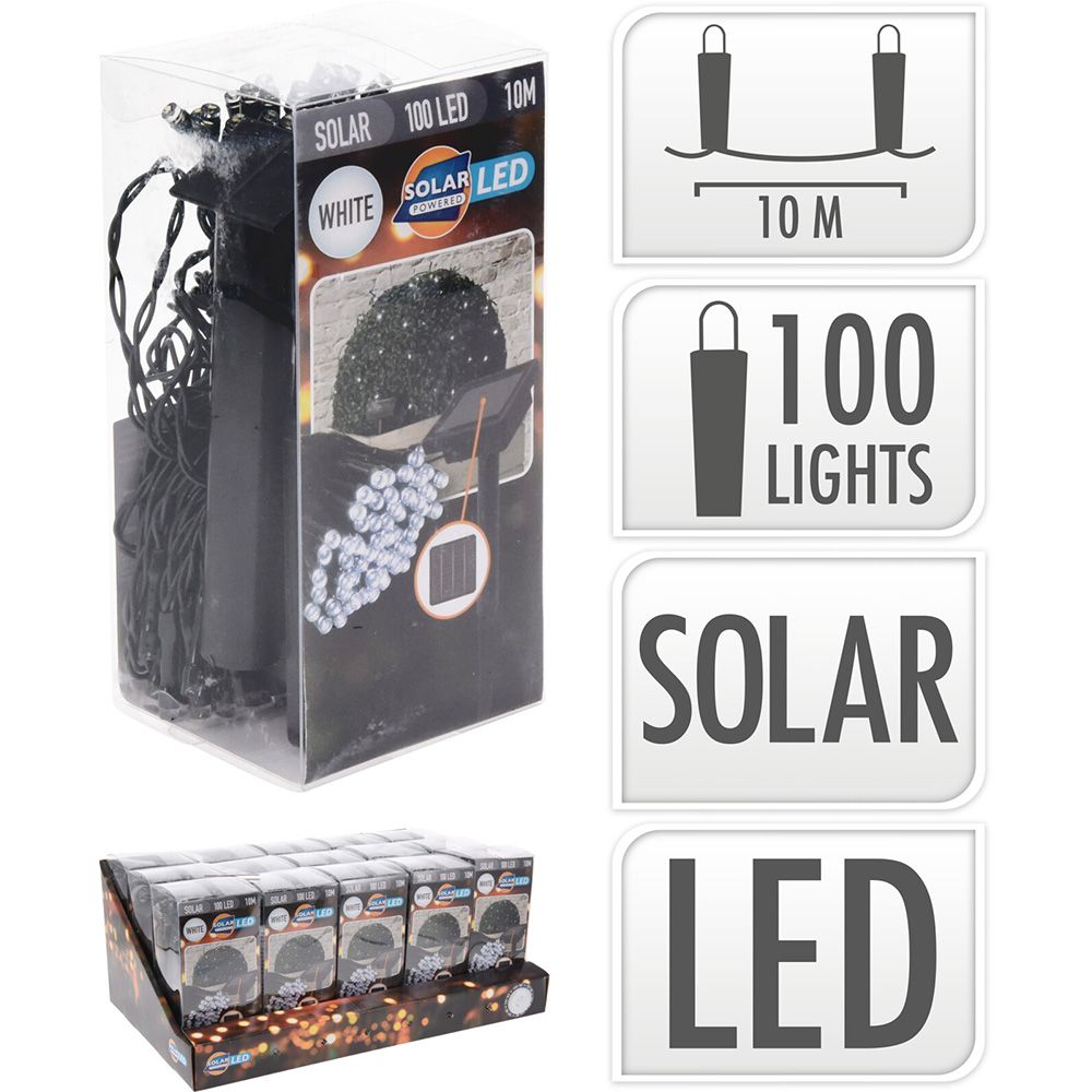 Grinalda led, branco frio, 100 leds, solar, ip44 10m