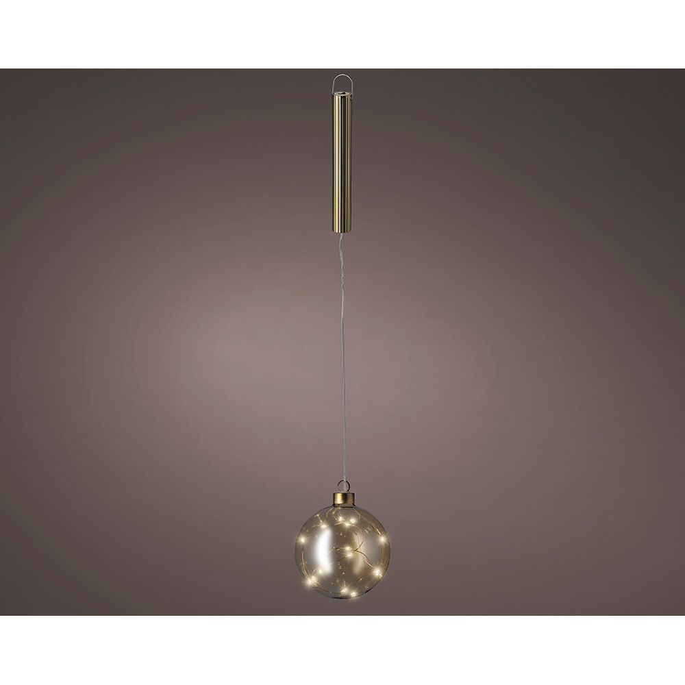 Bola de vidro microled dourada para pendurar, ø10cm.