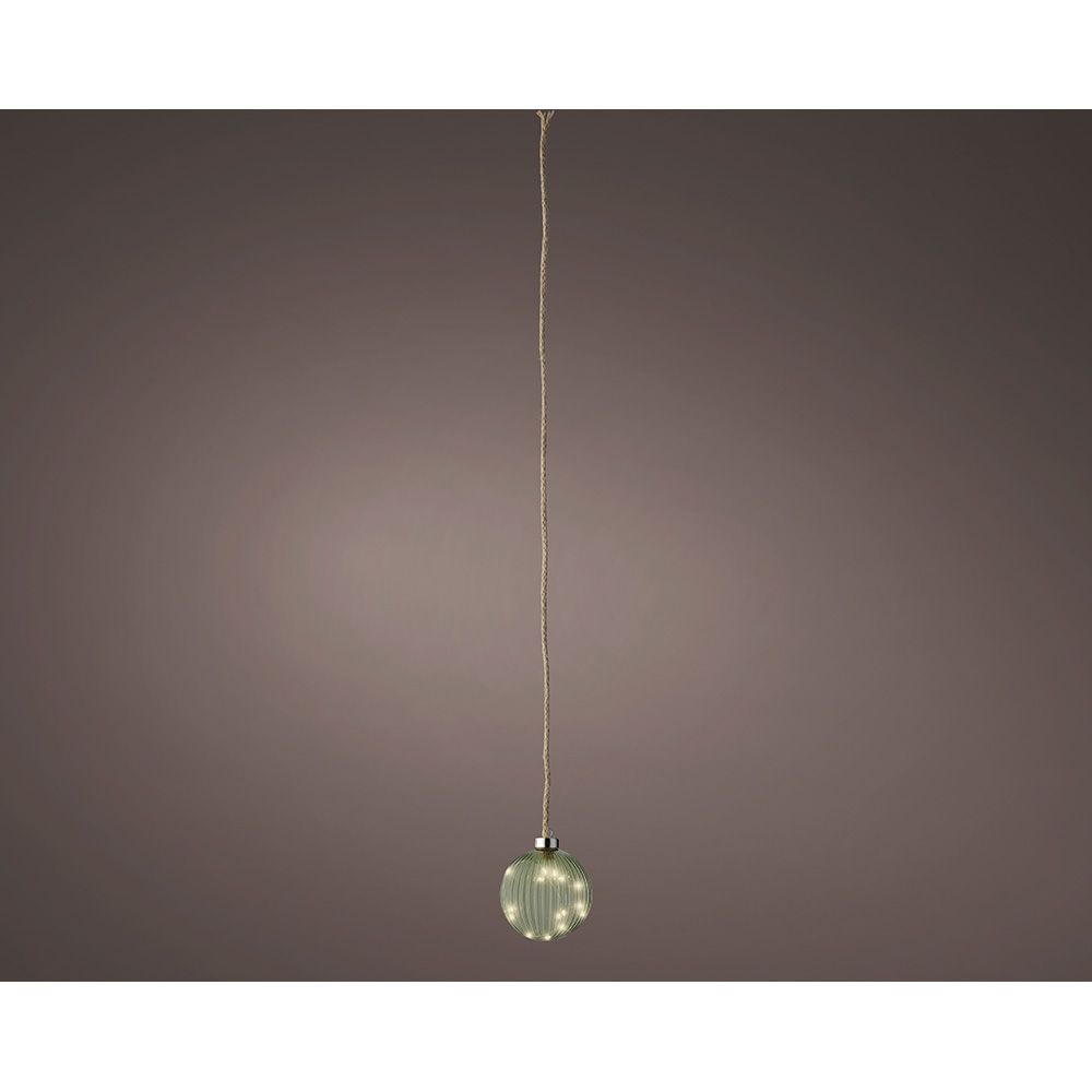 Bola de vidro microled verde água para pendurar, ø10cm.