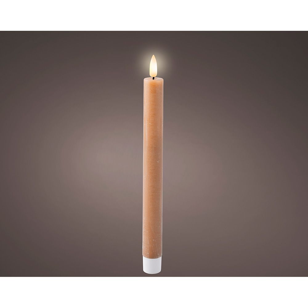 Vela de cera led castanha ø2,2 x 24,5 cm. pack 2 unidades