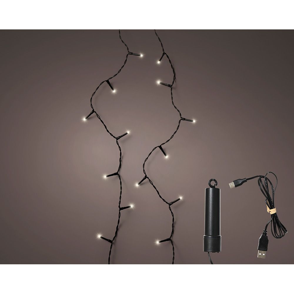Grinalda led recarregável multifunções, branco quente, para exteriores, 100 leds, 7,4 m