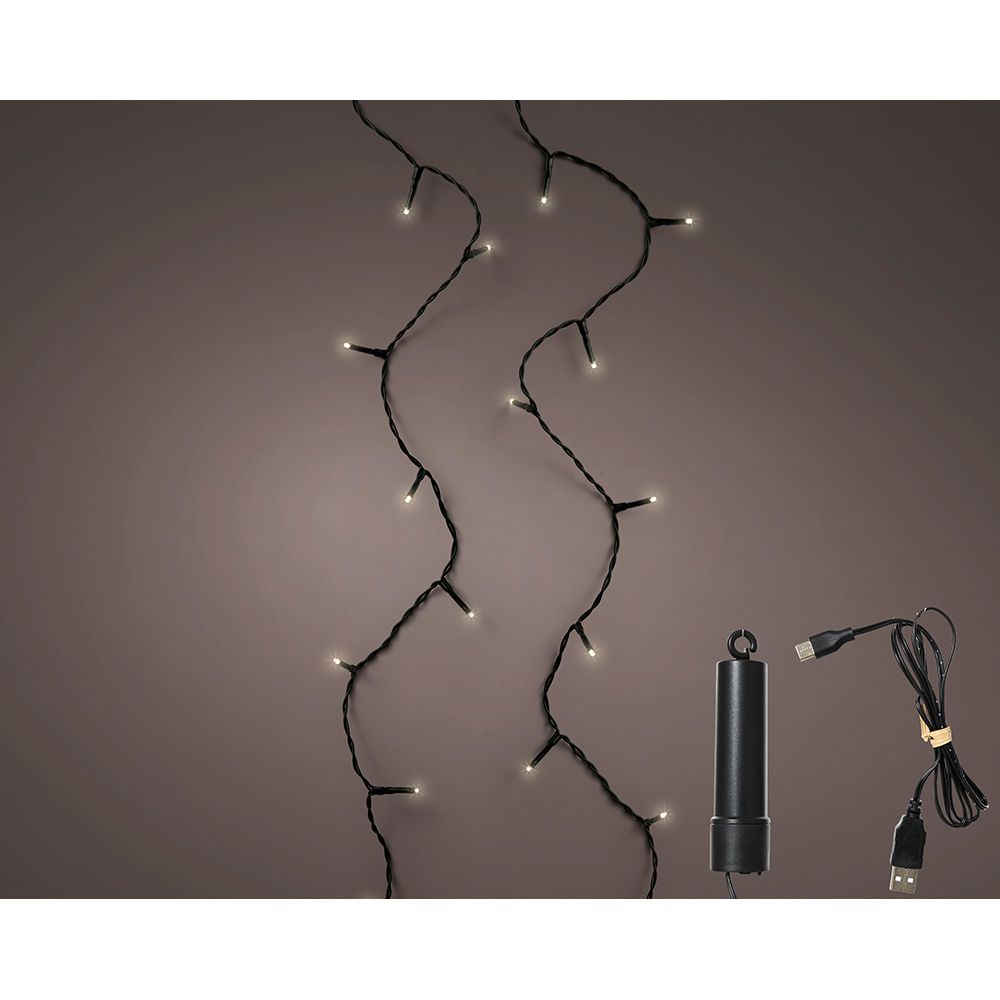 Grinalda led multifunções exterior com bateria 100 leds multicor com cabo preto 7,4 m