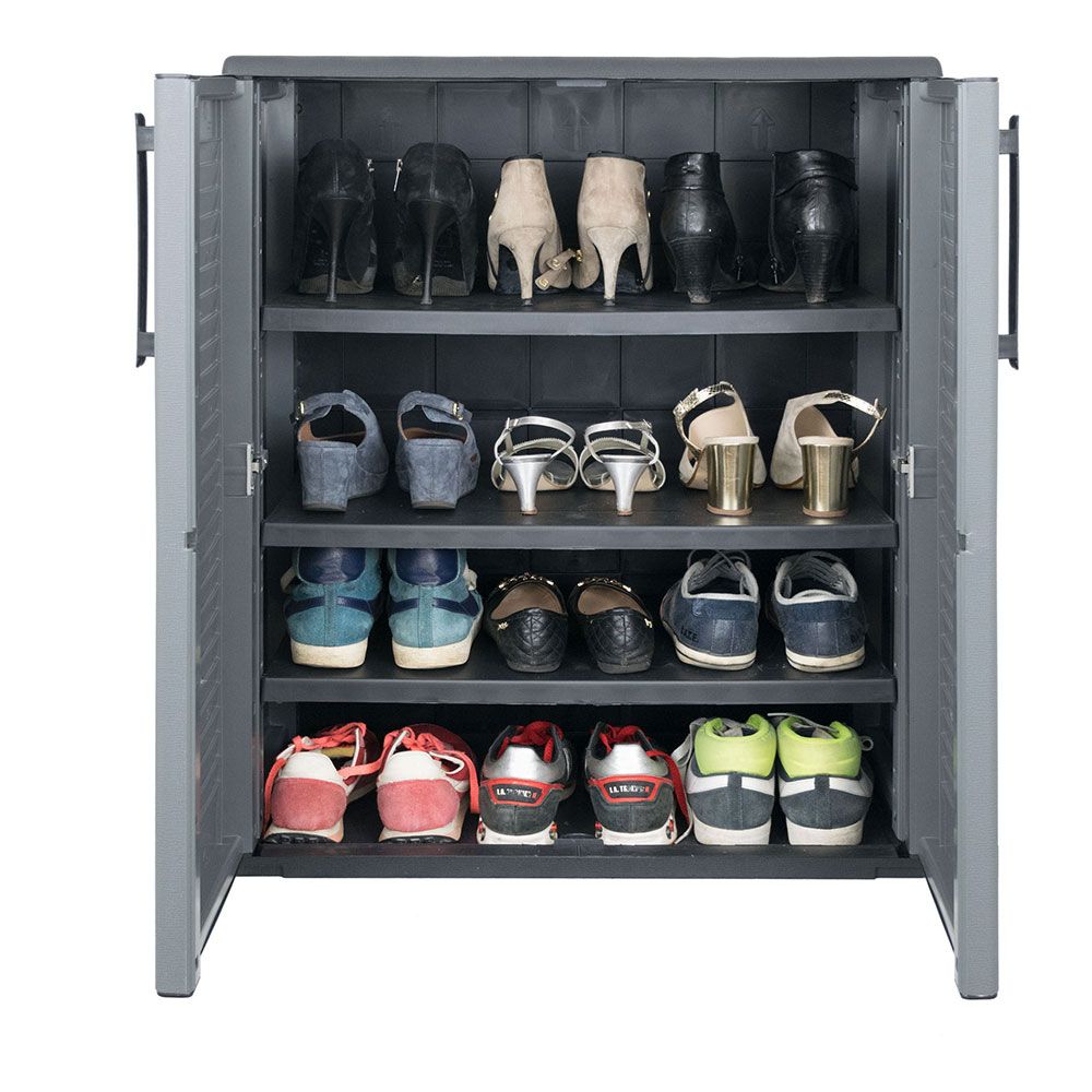 ARMÁRIO BAIXO DE POLIPROPILENO PARA SAPATOS, LINHA EASY, CINZENTO ESCURO, 68 x 37 x 84 cm