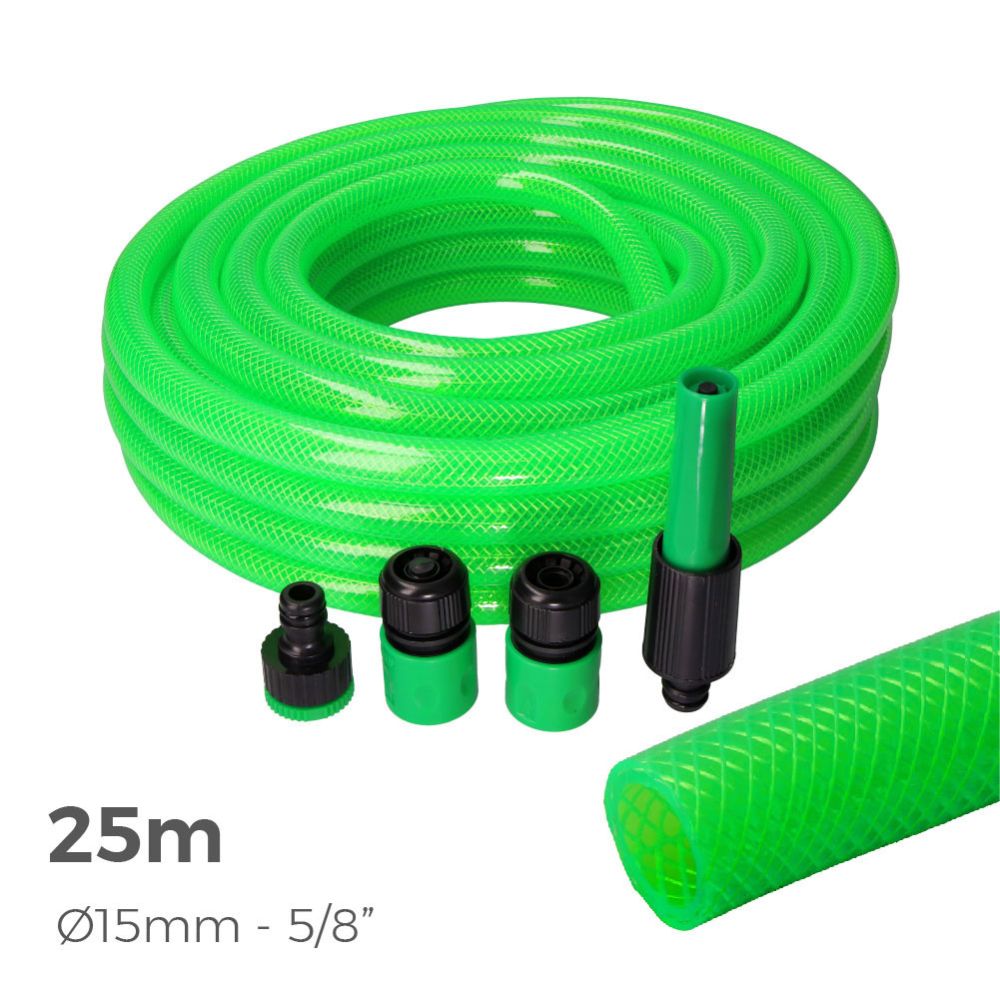 Kit de mangueiras de jardim estandar ø15 mm, 5/8 pol, 25 m