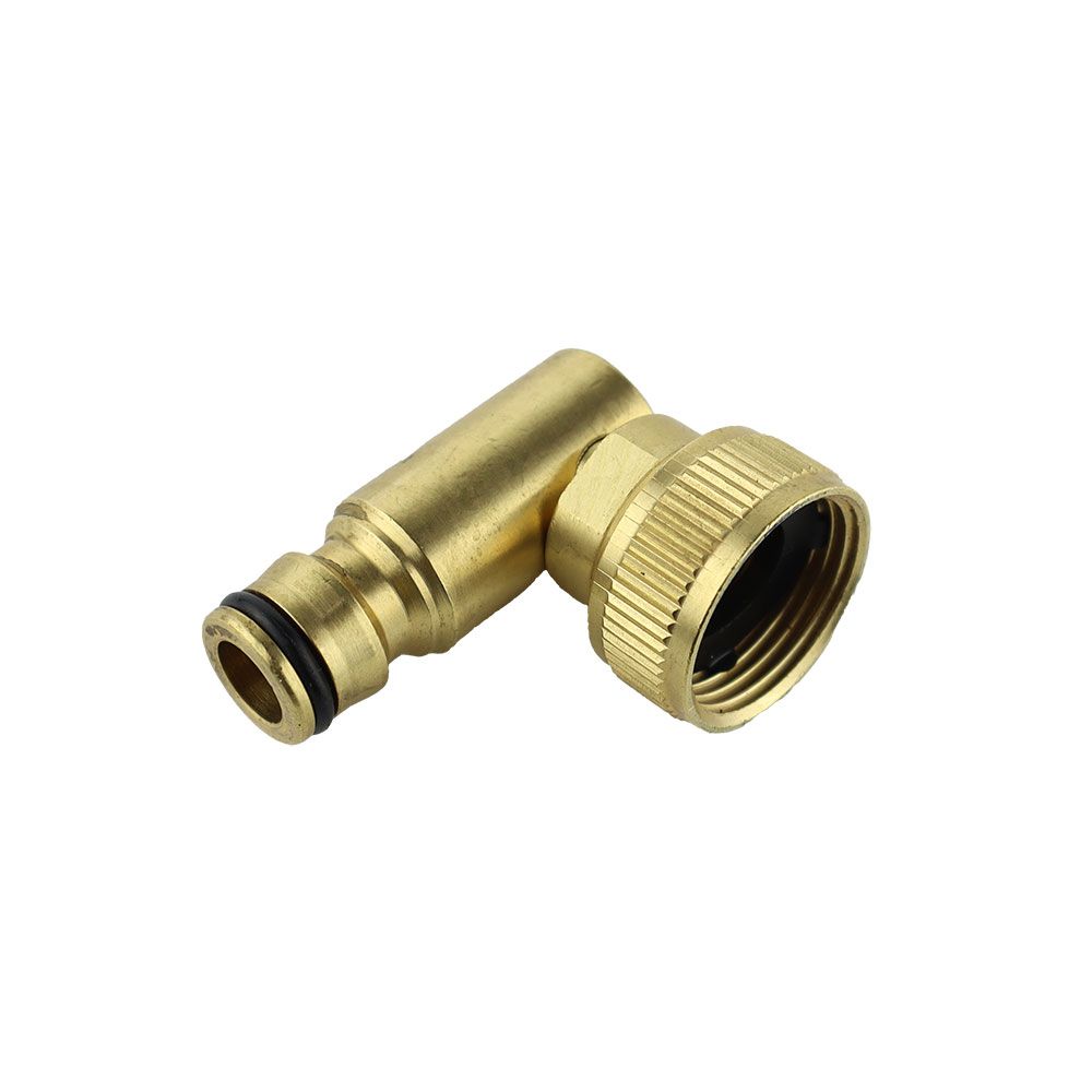 Conector fêmea roscado de latão, formato de cotovelo, ¾ pol, blister