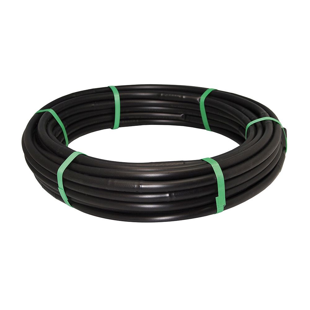 Tubo de irrigação por gotejamento preto, ø16 mm, rolo de 25 m, com gotejadores espaçados a 35 cm, vazão de 2 l/h