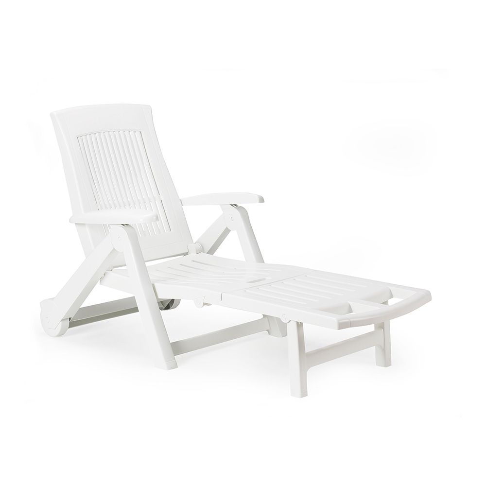 Espreguiçadeira dobrável com rodas  zircone, branco, 72 x 195 x 101 cm