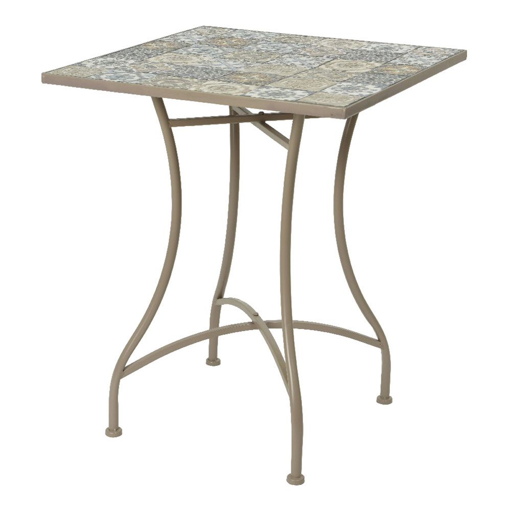 Mesa bistro em metal/mosaico, marrom, para uso externo, 58 x 58 x 72 cm