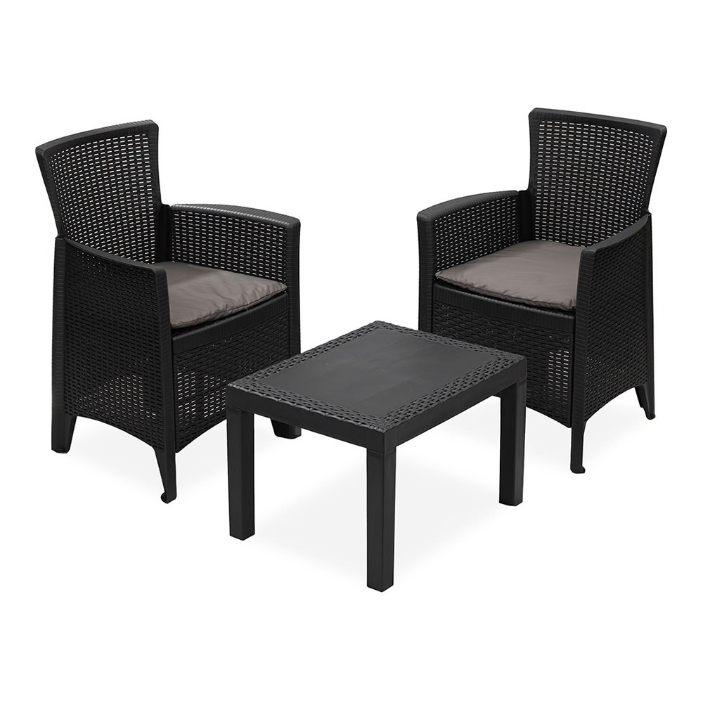 Conjunto de jardim forest 3 peças antracite + almofadas