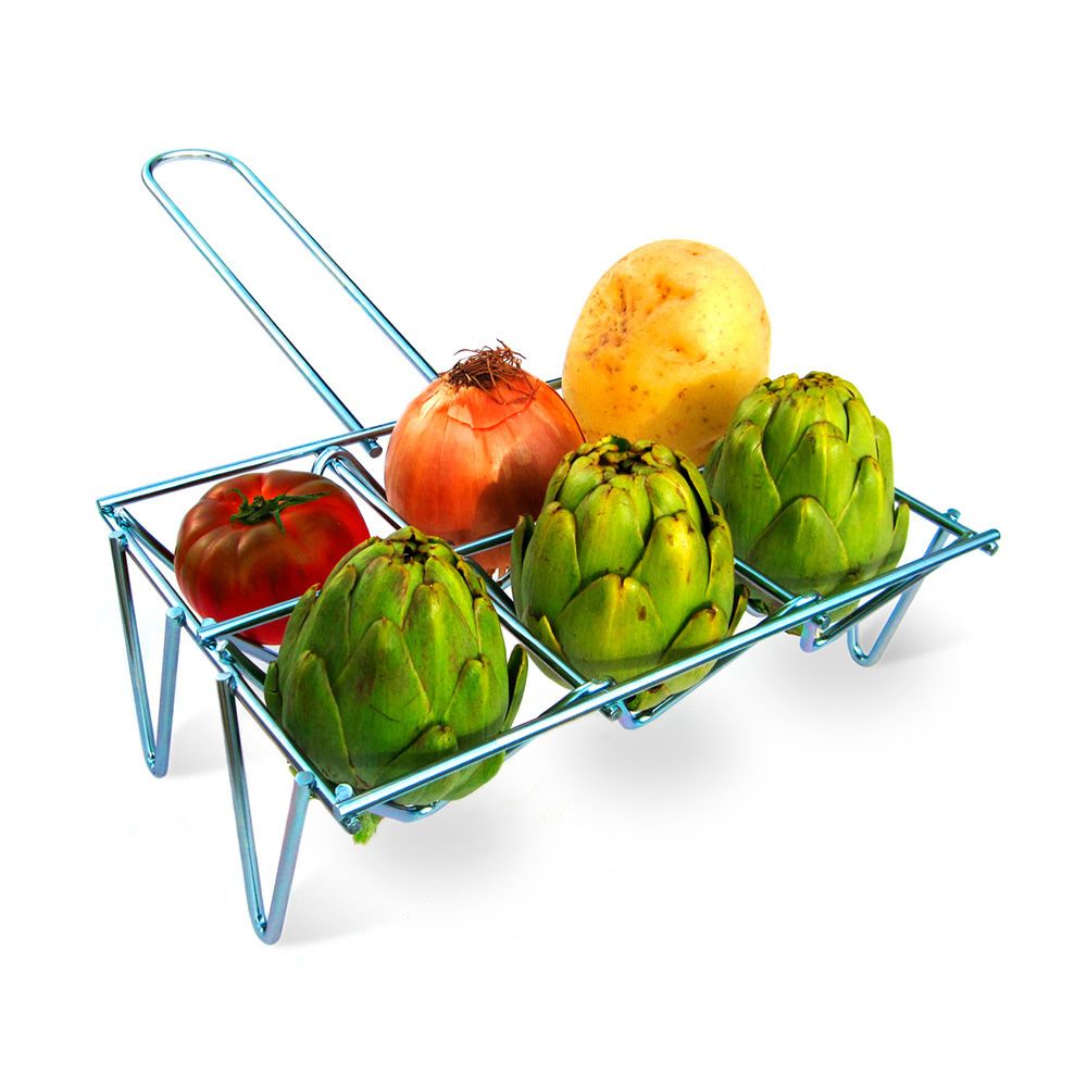 Grelha para legumes com acabamento zincado, capacidade para 6 peças, 26 x 8,5 x 17,5 cm