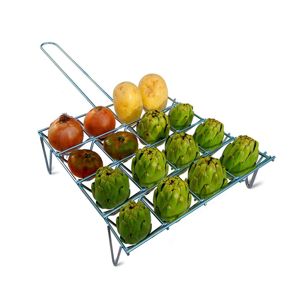 Grelha para legumes com acabamento zincado, capacidade para 16 peças, 34 x 8,5 x 34 cm