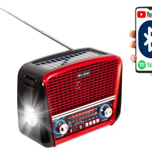 RA17 Rádio portátil am/fm - retro - BT - Painel solar, 220v, bateria, pilhas ( não incl) - luz