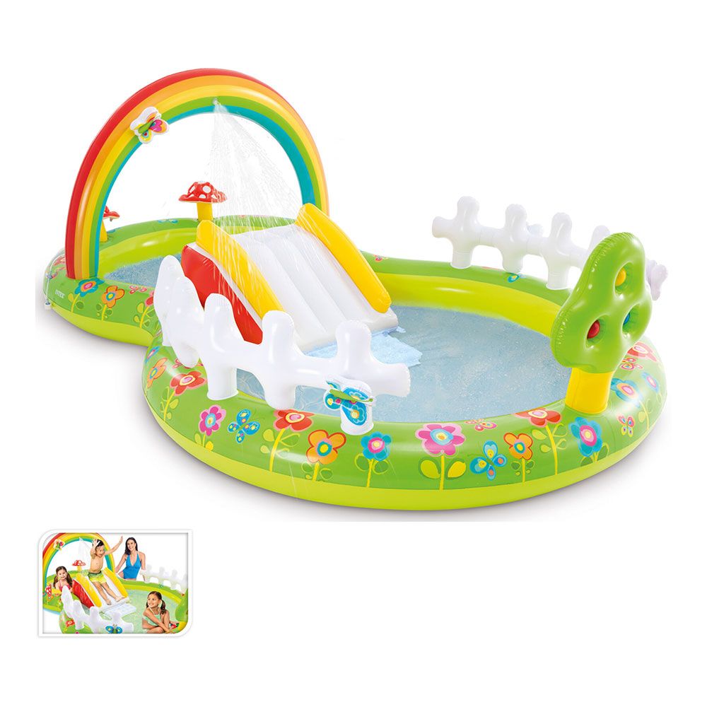 Piscina inflável infantil, modelo para jardim com escorregador, 290 x 180 x 104 cm