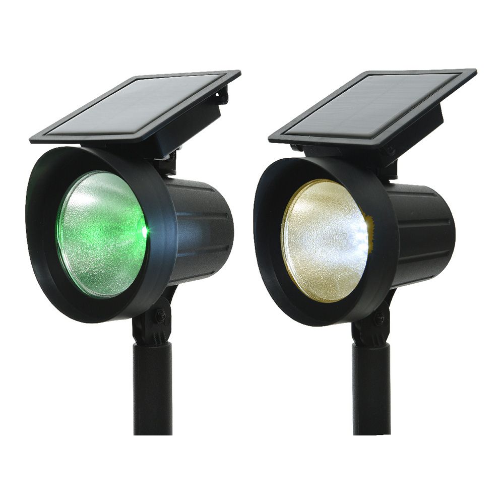 Conjunto de 2 estacas com foco solar led 25lm luz multicor (8 cores) 11x13x42.5cm