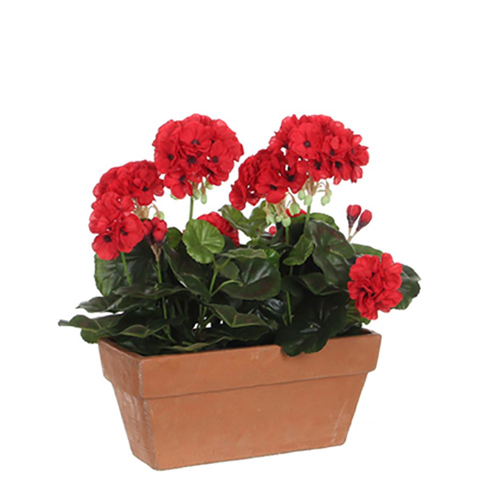 Floreira de gerânio vermelho, 29 x 13 x 40 cm