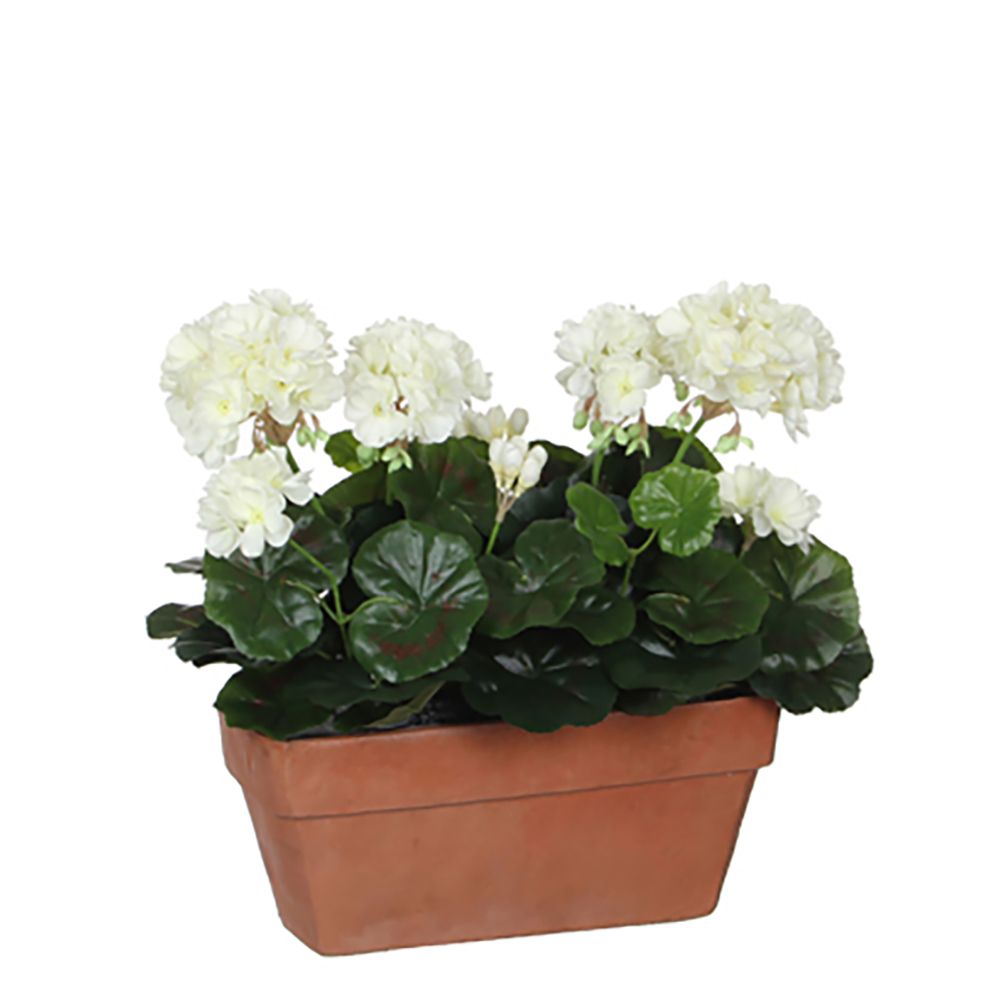 Floreira de gerânio branco, 29 x 13 x 40 cm