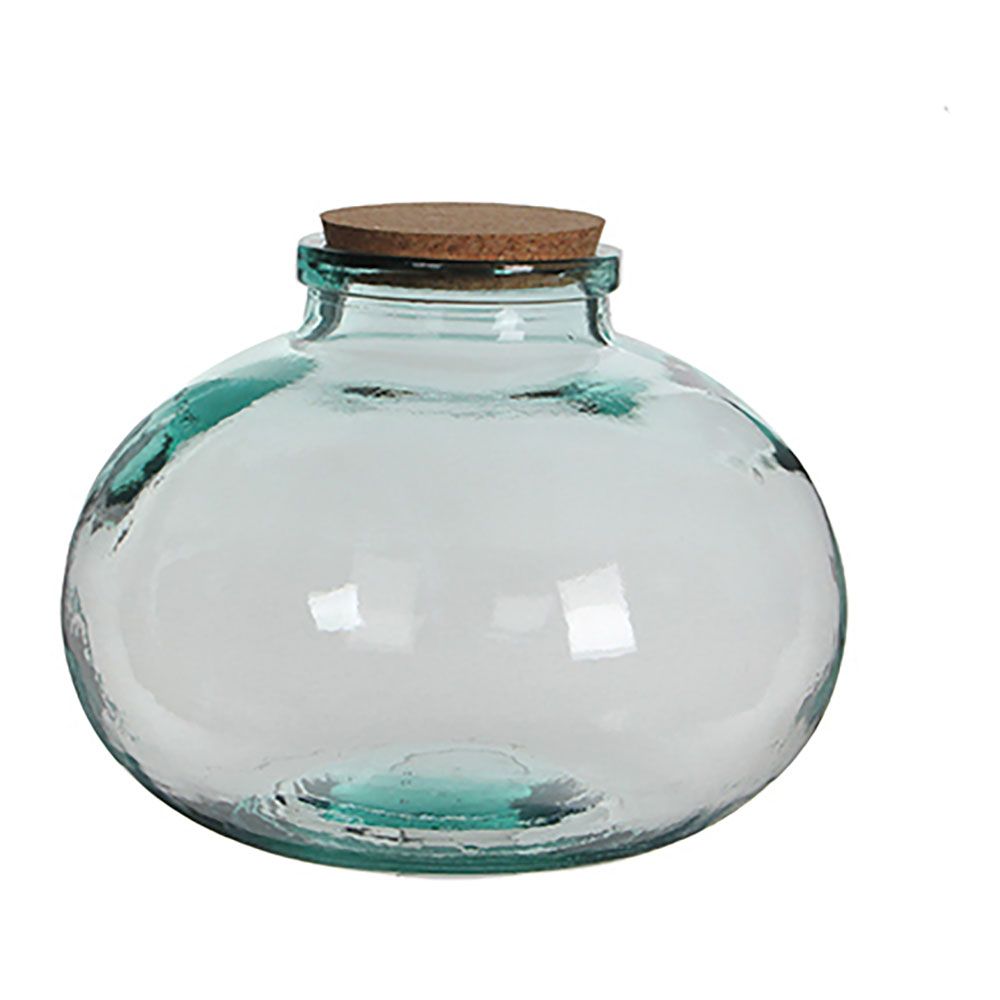 Frasco de vidro redondo olly com tampa de cortiça ø29 x 23 cm