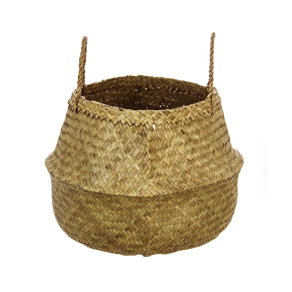 Cesto de vime natural dobrável com duas pegas, ø33 x 33 cm
