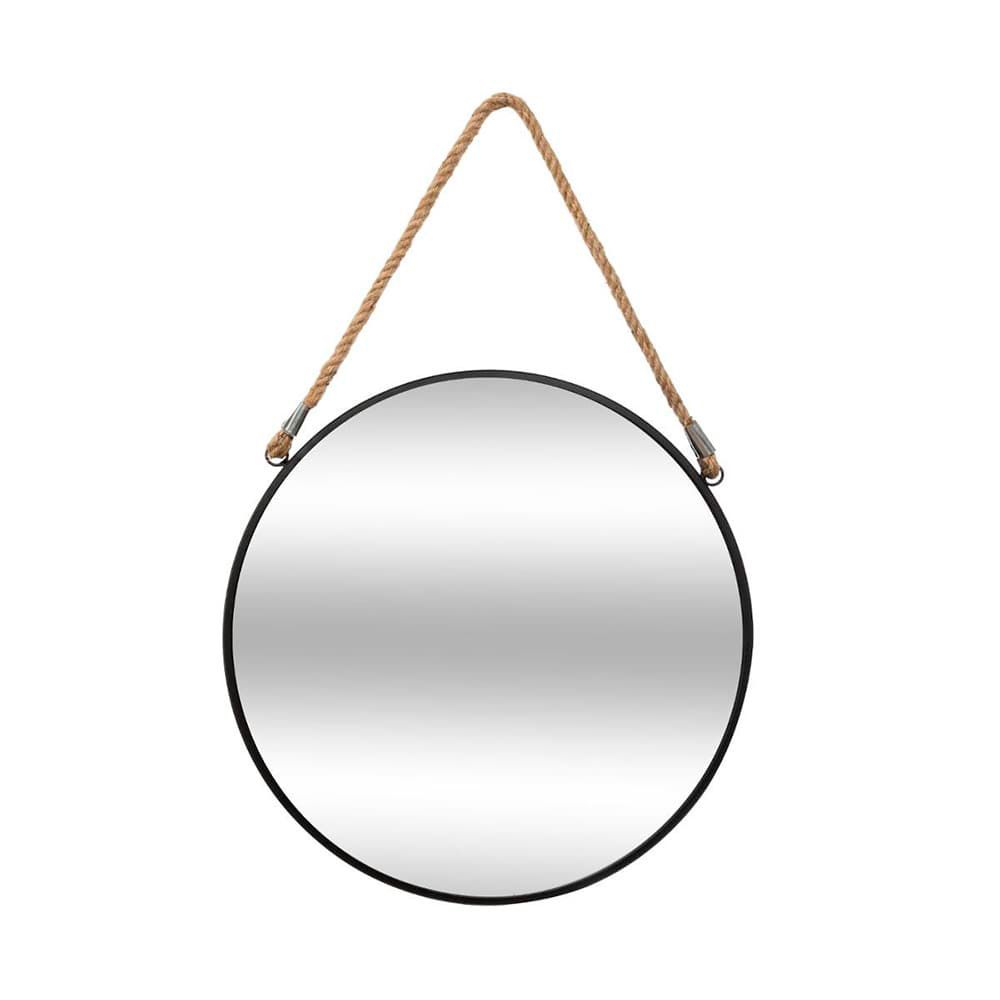 Espelho redondo de metal com corda, modelo eden, ø38 cm