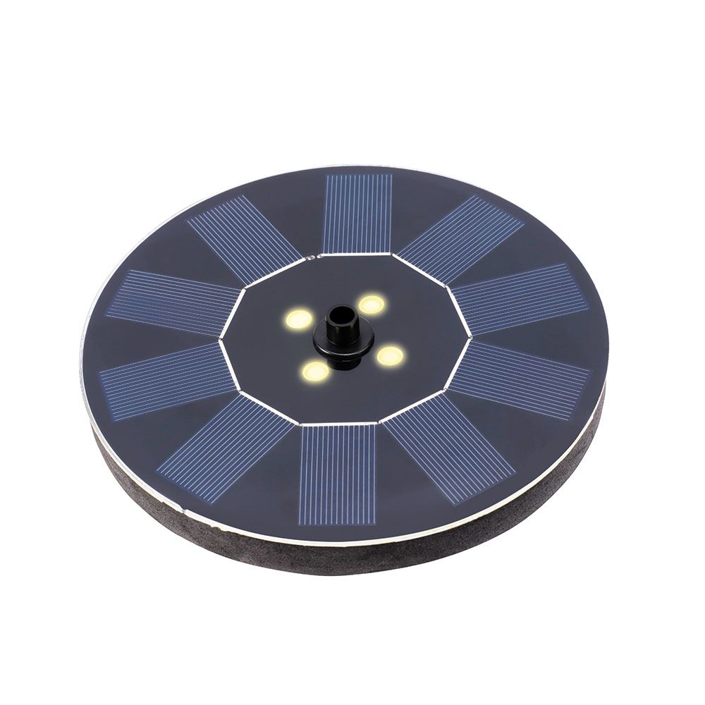 Fonte solar de jardim, de plástico, luz branca quente, 4 leds, ø16 x 3,5 cm