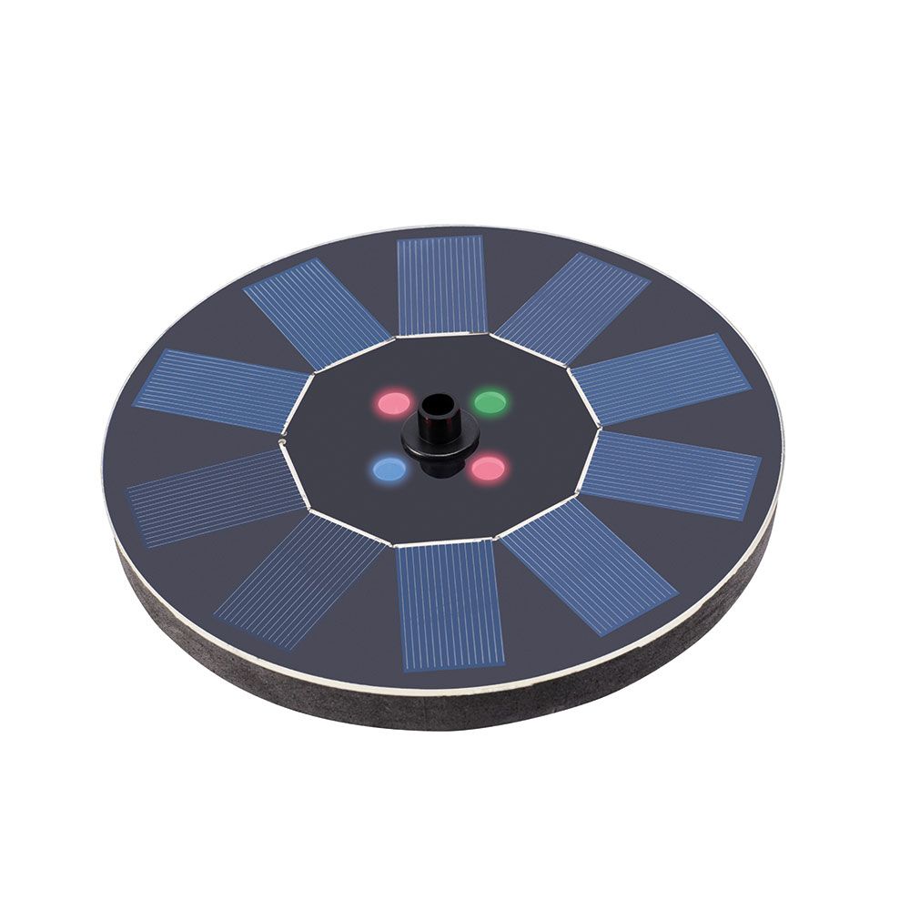Fonte solar de jardim, de plástico, luz rgb, 4 leds, ø16 x 3,5 cm