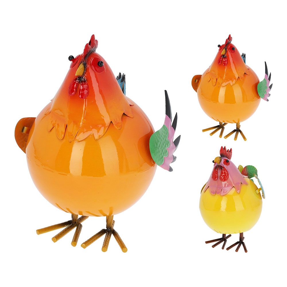 Galo/galinha de metal saltadora vários modelos 20 x 25 x 29 cm