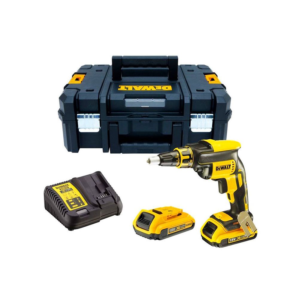 Kit parafusadeira brushless para painéis de gesso 18 v ¼ pol com 2 bateria 2.0ah e carregador