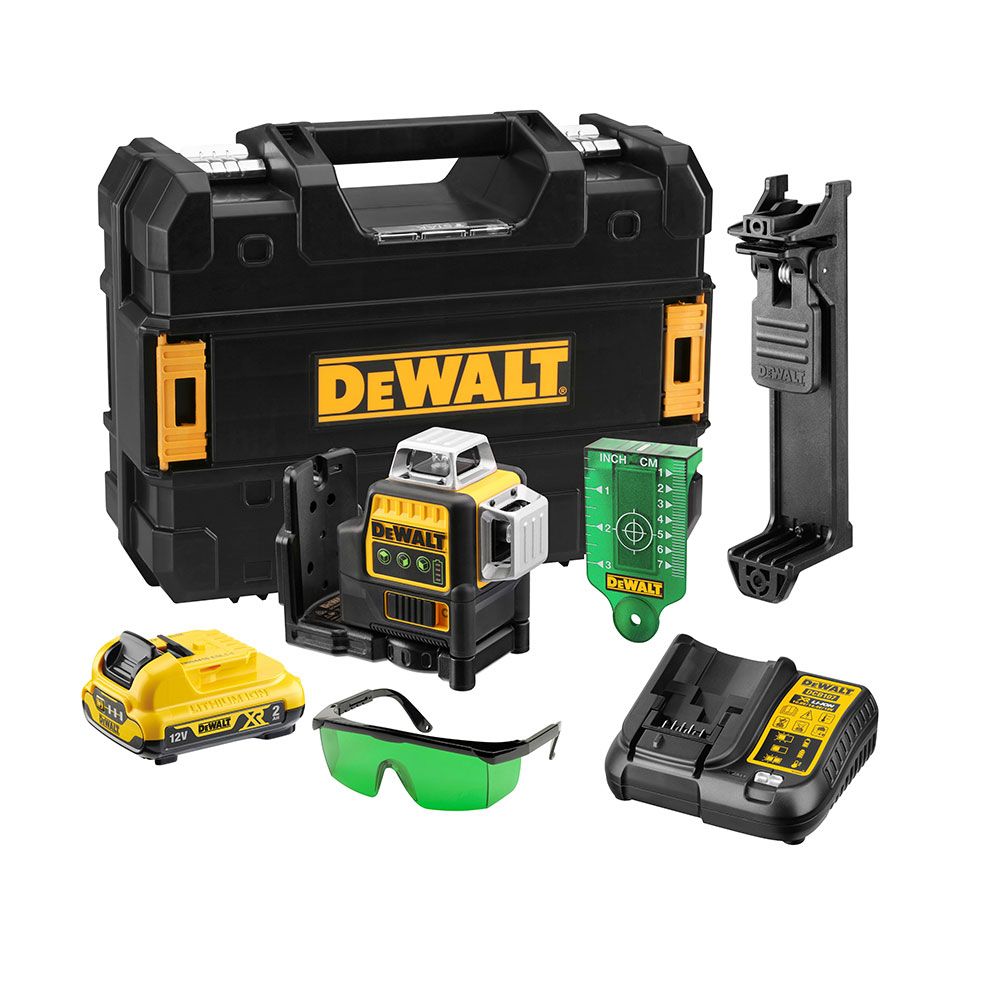 Nível laser auto nivelante verde de 3 linhas 360° xr 12v com bateria