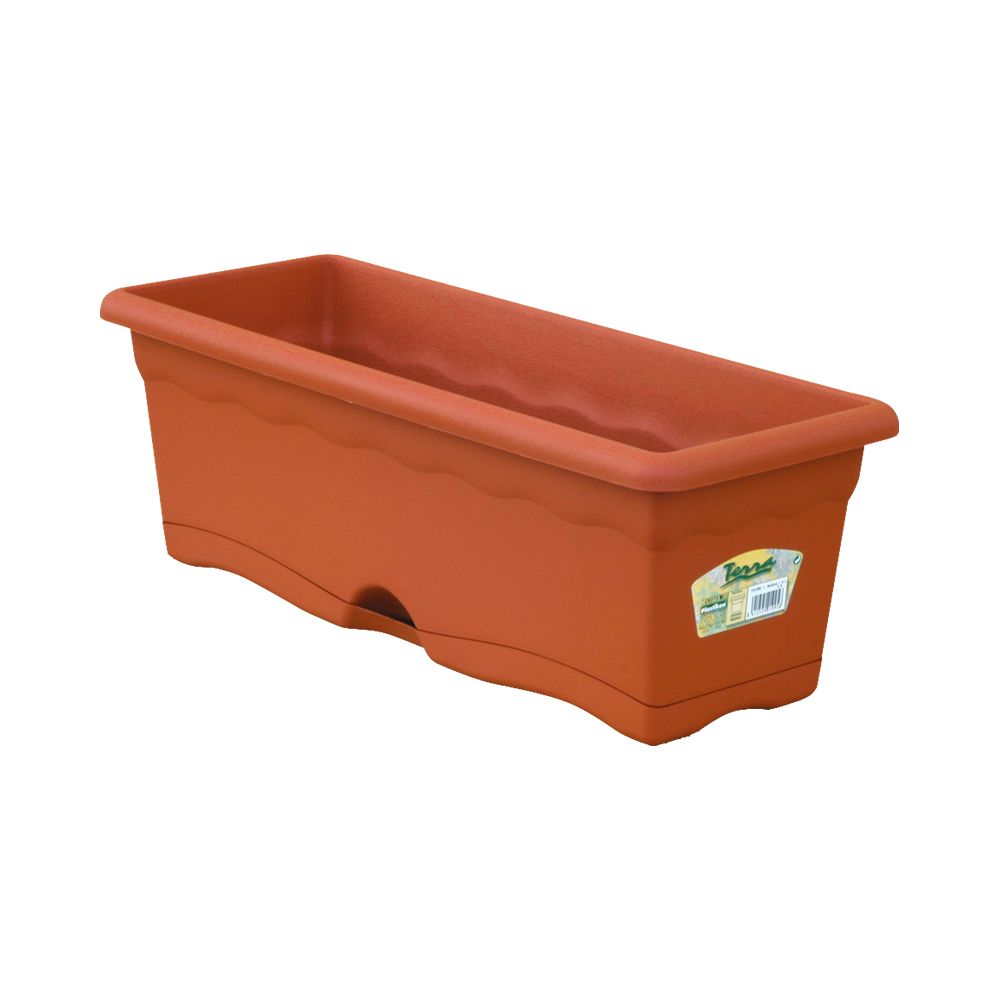 Floreira com prato integrado cor terracota 60 x 20 cm