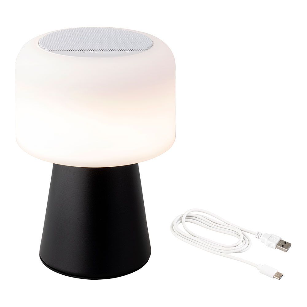 Candeeiro led com altifalante para interior e exterior cor branco e preto 22,5cm bluetooth recarregável 894415