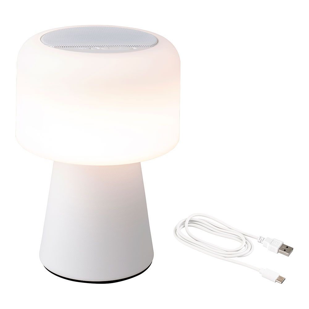Candeeiro led com altifalante para interior e exterior cor branco 22,5cm bluetooth recarregável 894417