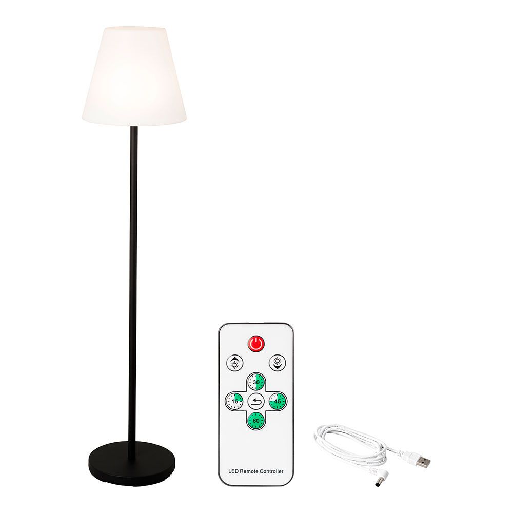 Candeeiro de pé cor branco e preto para interior-exterior recarregável com comando 150cm 894459