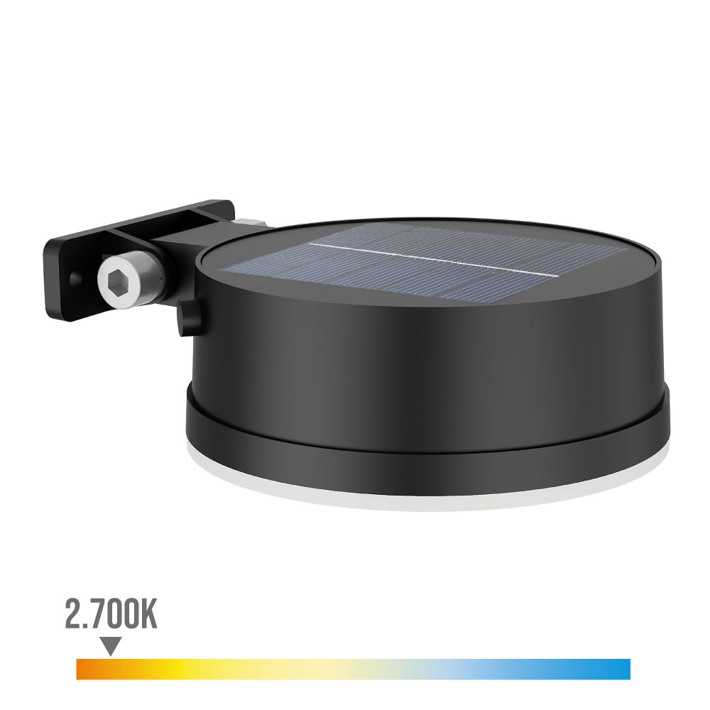 Aplique solar redondo, ip 44 1,5w, 200im 2700k, luz quente, medidas: 11,2x4,6x14,1cm. philips
