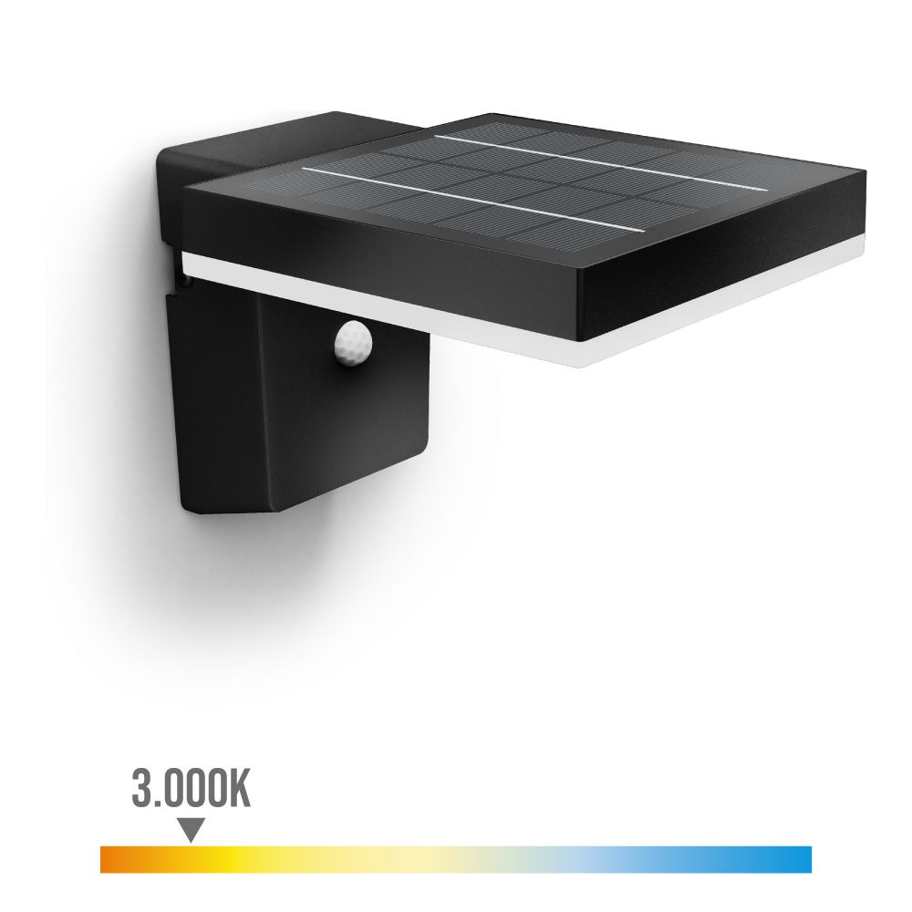 Aplique solar mural quadrado ultraeficiente,ip44 1,3w, 250im  3000k, luz quente, philips