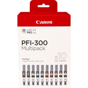 Pack 10x Tinteiros Pfi-300 Preto / Azul / Ciano /.