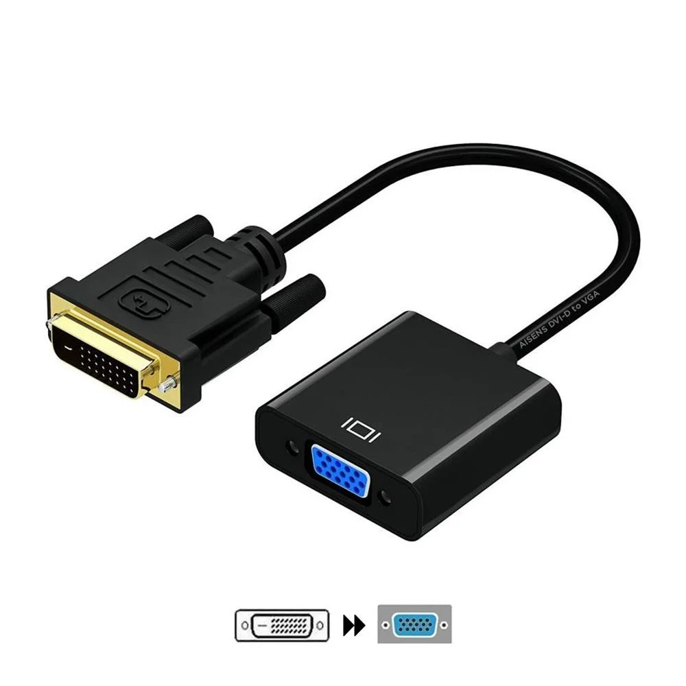 Adaptador de Vídeo Dvi-D Macho - Vga Fêmea 10cm