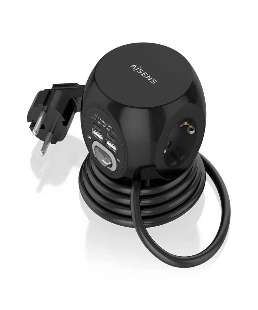 Extensão Tripla + 2x Usb-C e 2x Usb-A 1,4mts - Ai.
