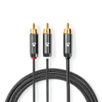 Cabo de Subwoofer 1 Rca Macho P 2 X Rca Macho 3m