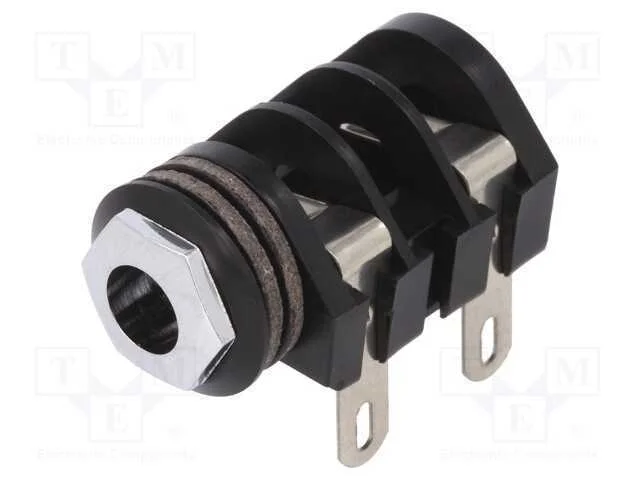 Tomada, Jack 6,3mm, Fêmea, Mono, Faixas: 2, Angul.