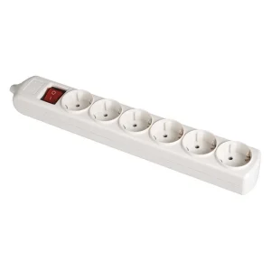 Bloco 6 Tomadas, com T/T Lateral 16a 250v. Branco