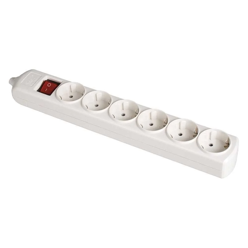 Bloco 6 Tomadas, com T/T Lateral 16a 250v. Branco