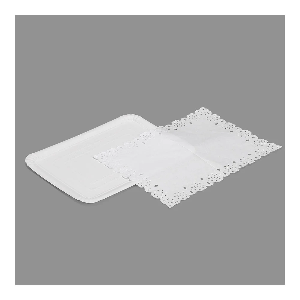 Bandeja Retangular C/ Toalhas Brancas de 25x34cm