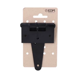 Dobradiça T 100x75mm Hº Epóxi Preto em Cartão Sus.