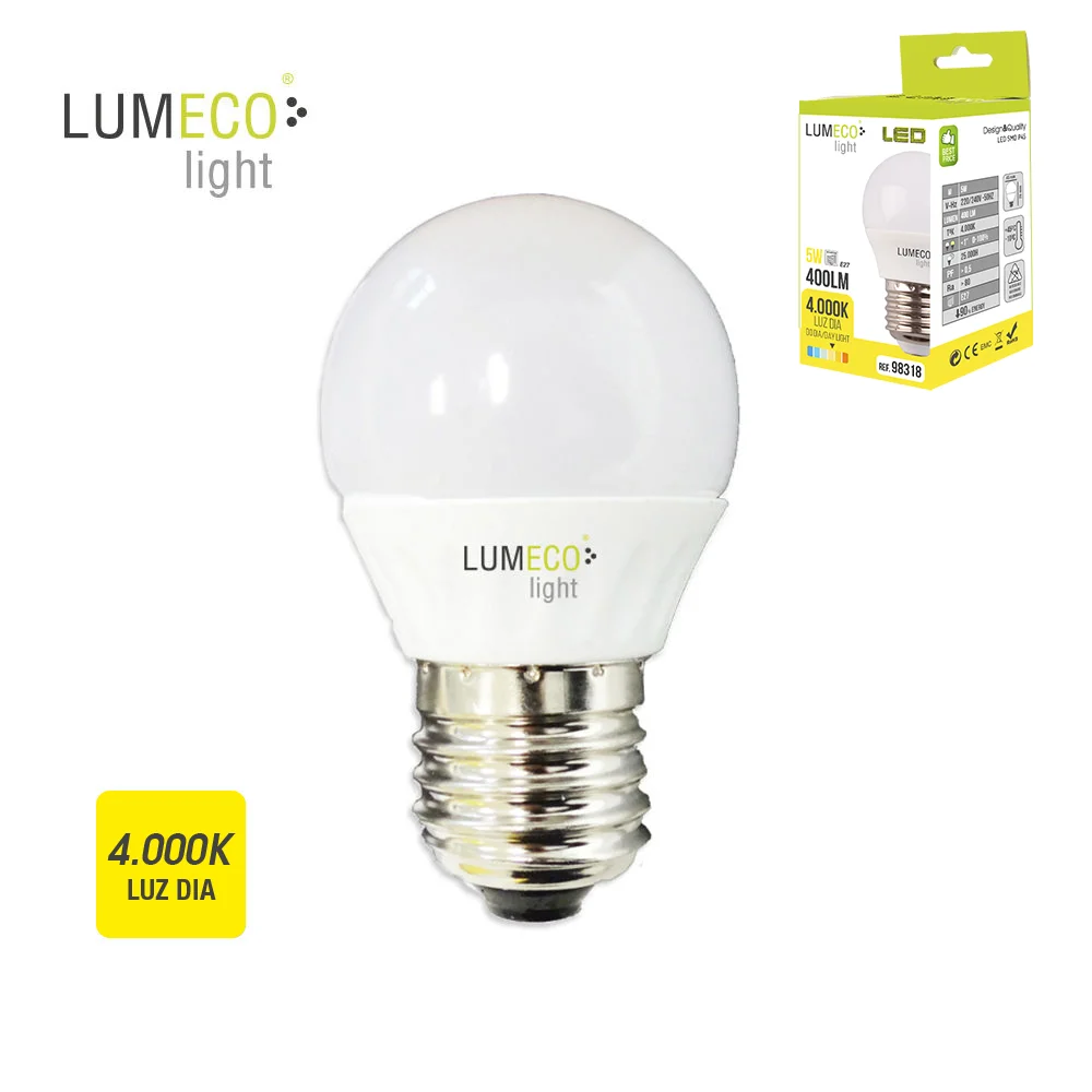 E27 LED Esférico 5w 400 Lm 4000k Daylight Lu